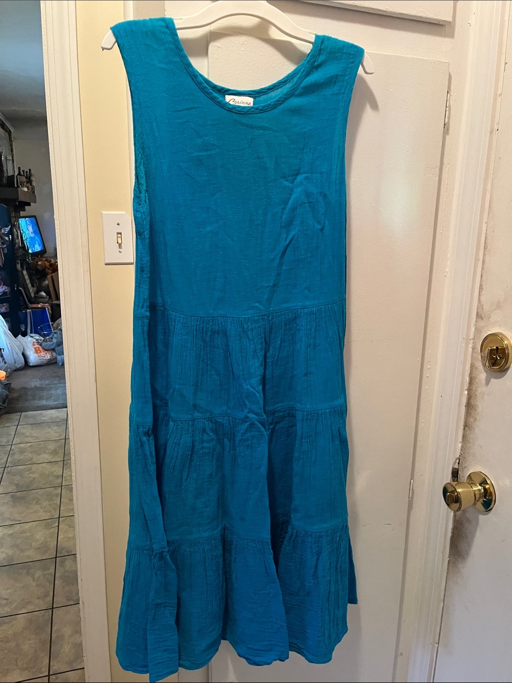 Sleeveless Teal Tiered Maxi Dress